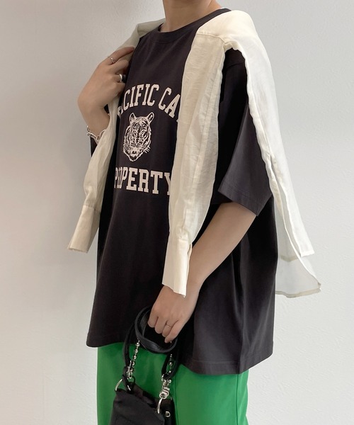 w closet(ダブルクローゼット)の「タイガープリントTee(Tシャツ/カットソー・レディース・オフホワイト/サックスブルー/スミクロ・FREE)」の6枚目の写真