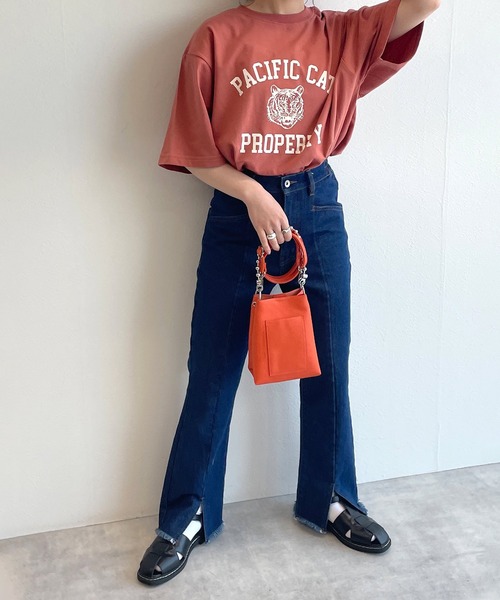 w closet(ダブルクローゼット)の「タイガープリントTee(Tシャツ/カットソー・レディース・オフホワイト/サックスブルー/スミクロ・FREE)」の14枚目の写真