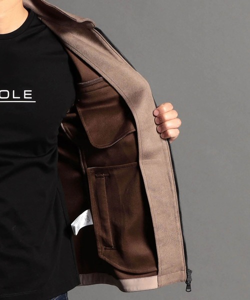 HIDEAWAYS NICOLE(ハイダウェイニコル)の「ポンチスウェードジップアップブルゾン(ライダースジャケット・メンズ・レッド系/パイソン/グレイッシュベージュ/キャメル/シルバーグレー・MEDIUM/LARGE/X-LARGE)」の19枚目の写真