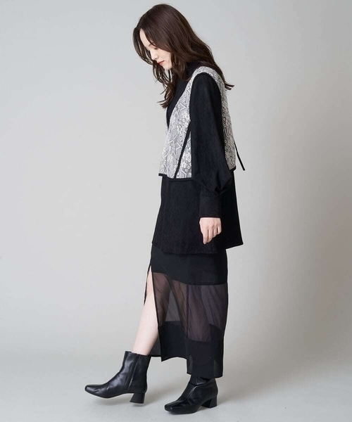 A de a.v.v（アードアー・ヴェ・ヴェ）の「レースベスト×プチハイネックスェードブラウス（Tシャツ/カットソー・レディース・ブラック/ピンク・SMALL/MEDIUM）」の22枚目の写真