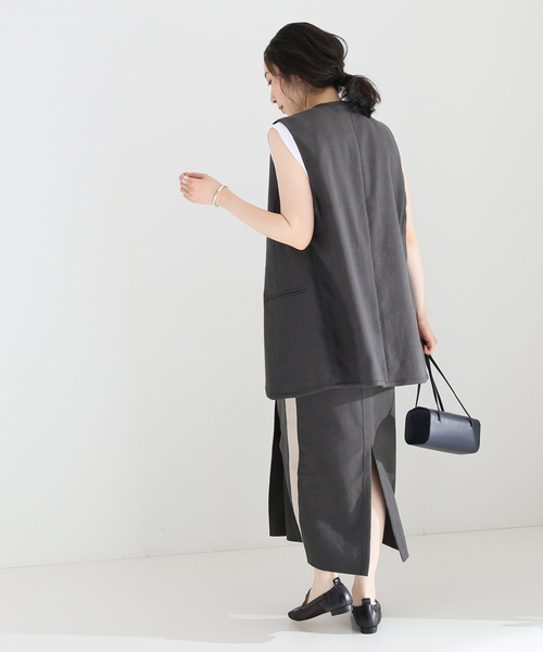 美品　VERMEIL par iena　リネンオープンフロントジレ　FREE LINAS LINEN VEST（ジレ）｜VERMEIL par iena（ヴェルメイユ