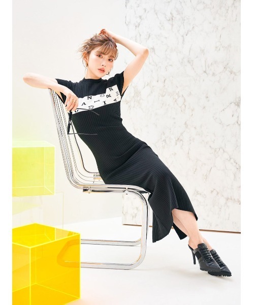 Darich ランダムロゴワンピース ダーリッチ Darich ランダムロゴウエストカットロングワンピース