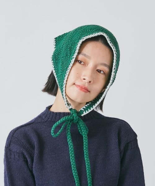OVERRIDE(オーバーライド)の「OVERRIDE KNIT CHECKER HEADSCARF(その他ヘアアクセサリー・レディース・グリーン/ブラック・FREE)」の2枚目の写真