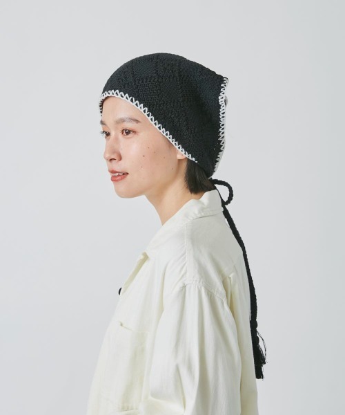 OVERRIDE(オーバーライド)の「OVERRIDE KNIT CHECKER HEADSCARF(その他ヘアアクセサリー・レディース・グリーン/ブラック・FREE)」の5枚目の写真