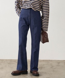 ハイウエストセンタープレスフレアデニムパンツ