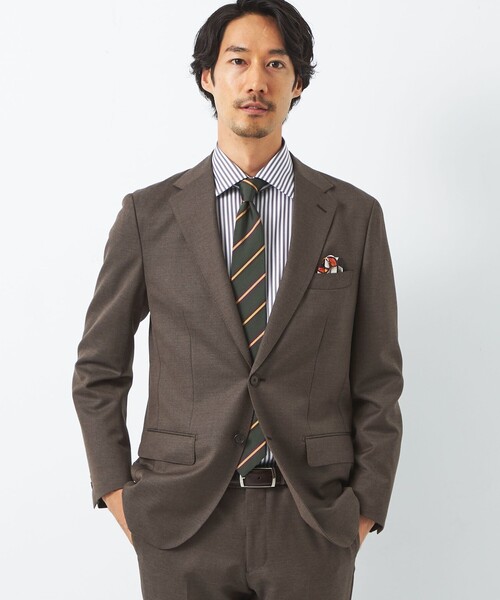green label relaxing（グリーンレーベルリラクシング）の「シャンブレーサージ 2B RG スーツジャケット（スーツジャケット・メンズ・ダークグレー/モカ・44/46/48/50/42）」の2枚目の写真