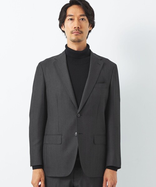 green label relaxing（グリーンレーベルリラクシング）の「シャンブレーサージ 2B RG スーツジャケット（スーツジャケット・メンズ・ダークグレー/モカ・44/46/48/50/42）」の4枚目の写真