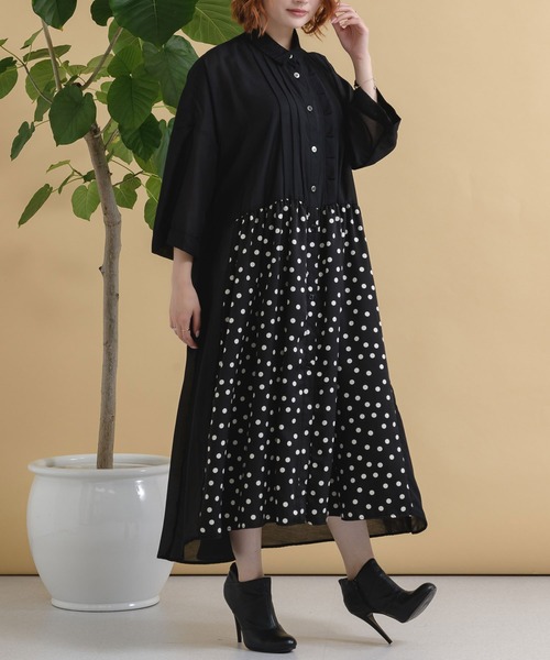 Paradise Picnic(パラダイスピクニック)の「helter.jp 前下オーバーシャツワンピース(シャツワンピース・レディース・ブラック/ブラウン・FREE)」の2枚目の写真