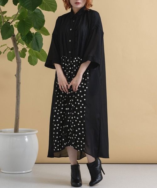 Paradise Picnic(パラダイスピクニック)の「helter.jp 前下オーバーシャツワンピース(シャツワンピース・レディース・ブラック/ブラウン・FREE)」の13枚目の写真