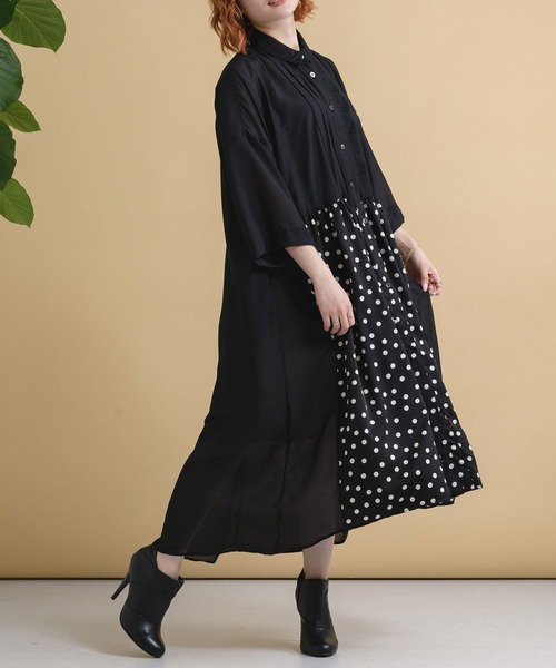 Paradise Picnic(パラダイスピクニック)の「helter.jp 前下オーバーシャツワンピース(シャツワンピース・レディース・ブラック/ブラウン・FREE)」の15枚目の写真