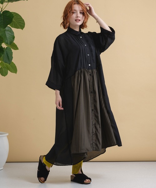 Paradise Picnic(パラダイスピクニック)の「helter.jp 前下オーバーシャツワンピース(シャツワンピース・レディース・ブラック/ブラウン・FREE)」の11枚目の写真