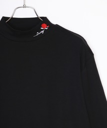 ワンポイントバラ刺繍 モックネックTシャツ インナーL/T