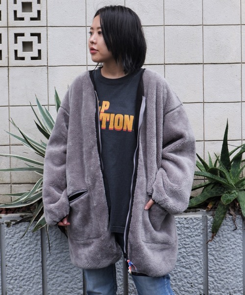 MANASTASH(マナスタッシュ)の「MANASTASH/マナスタッシュ WS BIG FOOT REVERSIBLE COAT ウィメンズビッグフットリバーシブルコート(ノーカラーコート・レディース・オリーブ/シルバー/ブラック・MEDIUM/M)」の21枚目の写真
