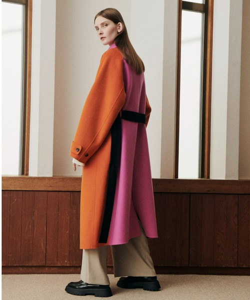 LE CIEL BLEU（ルシェルブルー）の「ダブルフェイススタンドフォールカラーコート / Double Faced Stand Fall Collar Coat（ステンカラーコート・レディース・ブラック/グレー/オレンジ・36）」の13枚目の写真