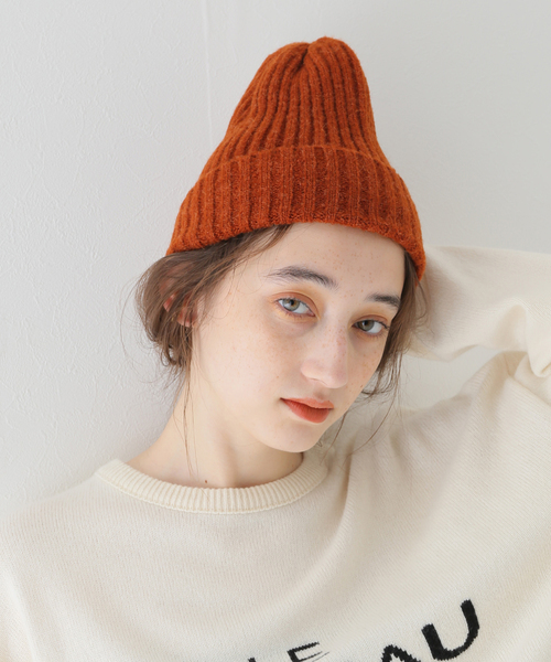 SLOBE IENA(スローブイエナ)の「SLOBE ニットキャップ(ニットキャップ/ビーニー・レディース・オレンジ/グレー/ブラック/カーキ・FREE)」の4枚目の写真