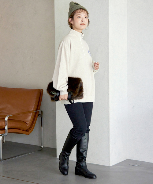 SLOBE IENA(スローブイエナ)の「SLOBE ニットキャップ(ニットキャップ/ビーニー・レディース・オレンジ/グレー/ブラック/カーキ・FREE)」の12枚目の写真