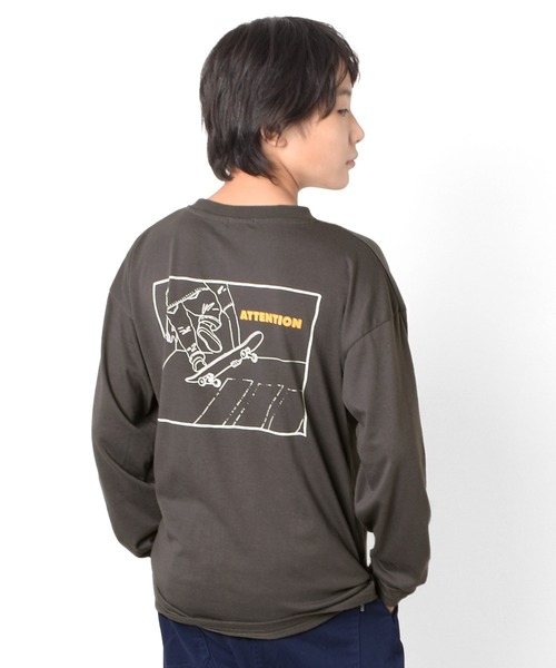 GLAZOS(グラソス)の「アソートバックプリント長袖Tシャツ(Tシャツ/カットソー・キッズ・カーキ/グレー/オフホワイト/オレンジ/チャコールグレー/ブルー・160cm/150cm/170cm/140cm)」の11枚目の写真