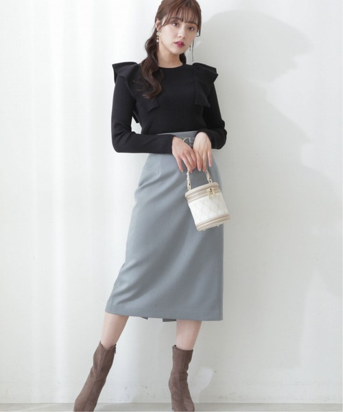 PROPORTION BODY DRESSING(プロポーションボディドレッシング)の「ベルトデザインタイトSK / 1212220016(スカート・レディース・ネイビー/ベージュ/ライトグリーン・X-SMALL/SMALL/MEDIUM)」の1枚目の写真