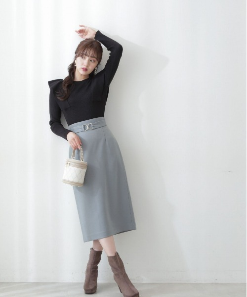 PROPORTION BODY DRESSING(プロポーションボディドレッシング)の「ベルトデザインタイトSK / 1212220016(スカート・レディース・ネイビー/ベージュ/ライトグリーン・X-SMALL/SMALL/MEDIUM)」の5枚目の写真