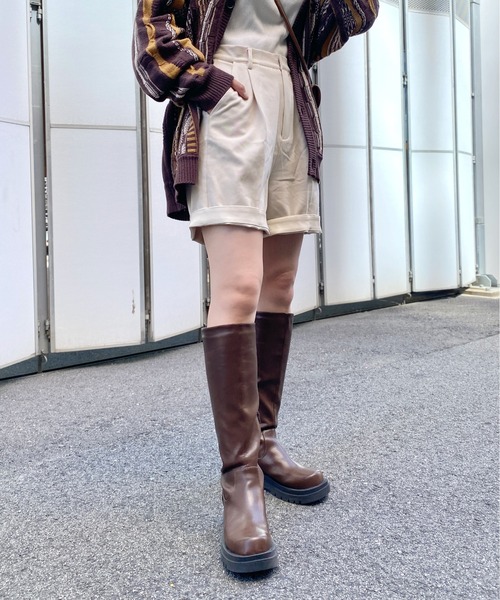 CPCM（シーピーシーエム）の「折り返しフェイクレザー2WAYハーフパンツ（その他パンツ・レディース・ブラック/ブラウン/アイボリー/グレー・FREE）」の7枚目の写真