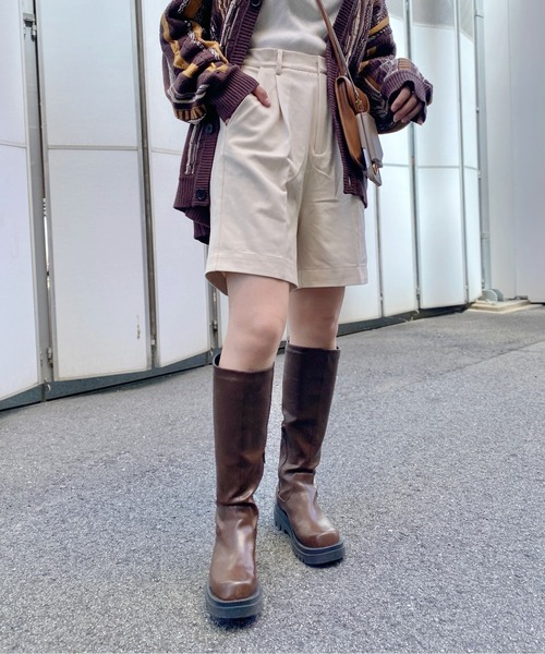 CPCM（シーピーシーエム）の「折り返しフェイクレザー2WAYハーフパンツ（その他パンツ・レディース・ブラック/ブラウン/アイボリー/グレー・FREE）」の8枚目の写真