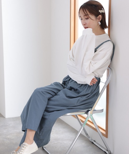 ギャザーサロペットライトパンツ（サロペット/オーバーオール）｜ElegChic（エレグシック）