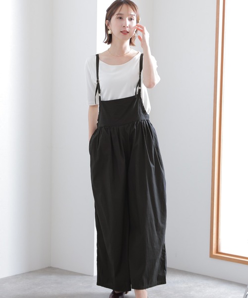 ElegChic(エレグシック)の「ギャザーサロペットライトパンツ(サロペット/オーバーオール・レディース・ライトグレー/ブルーグレー/ブラック・LL~3L/4L~5L/M~L)」の4枚目の写真
