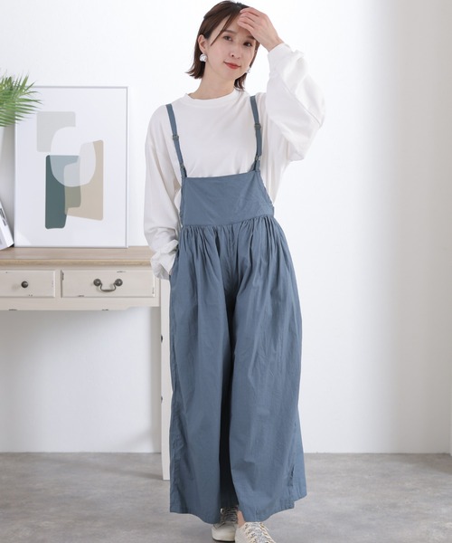 ElegChic(エレグシック)の「ギャザーサロペットライトパンツ(サロペット/オーバーオール・レディース・ライトグレー/ブルーグレー/ブラック・LL~3L/4L~5L/M~L)」の12枚目の写真