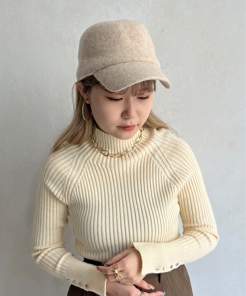 prose verse（プロズヴェール）の「マッチウールキャップ（キャップ・レディース・ベージュ/ブラック/アイボリー・ﾌﾘ-）」の7枚目の写真