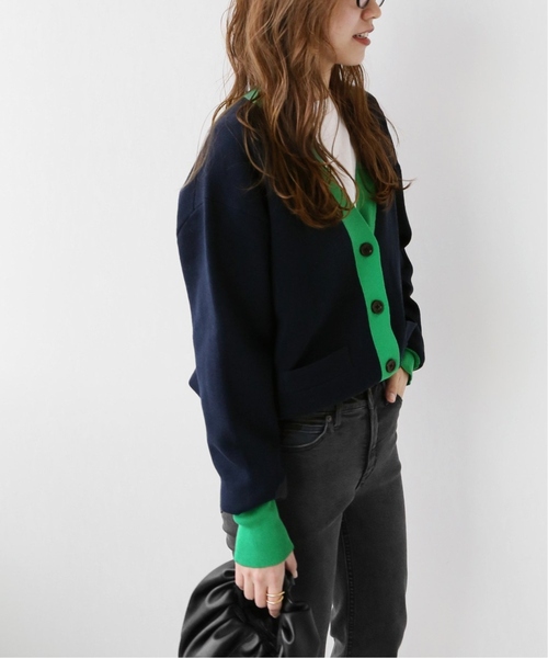 JOURNAL STANDARD relume（ジャーナルスタンダード　レリューム）の「《追加》ダブルニットコントラストカーディガン（カーディガン/ボレロ・レディース・ネイビー・FREE）」の7枚目の写真