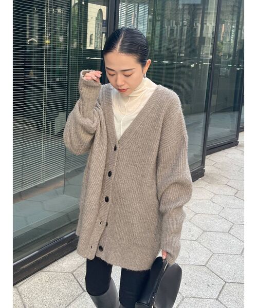 Ungrid(アングリッド)の「ミドル丈ニットカーデ(カーディガン/ボレロ・レディース・ヘザーグレー/アイボリー/ブラウン/ダークグリーン・FREE)」の5枚目の写真