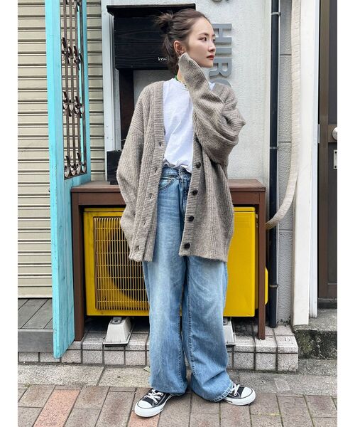 Ungrid(アングリッド)の「ミドル丈ニットカーデ(カーディガン/ボレロ・レディース・ヘザーグレー/アイボリー/ブラウン/ダークグリーン・FREE)」の16枚目の写真