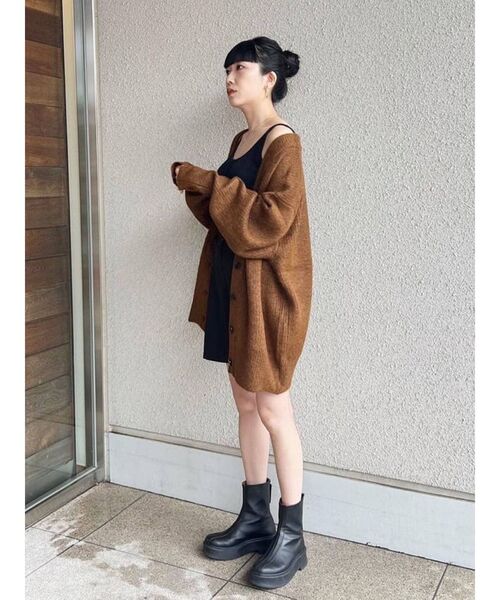 Ungrid(アングリッド)の「ミドル丈ニットカーデ(カーディガン/ボレロ・レディース・ヘザーグレー/アイボリー/ブラウン/ダークグリーン・FREE)」の22枚目の写真