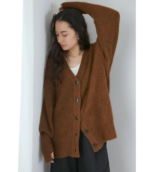 Ungrid(アングリッド)の「ミドル丈ニットカーデ(カーディガン/ボレロ・レディース・ヘザーグレー/アイボリー/ブラウン/ダークグリーン・FREE)」の3枚目の写真