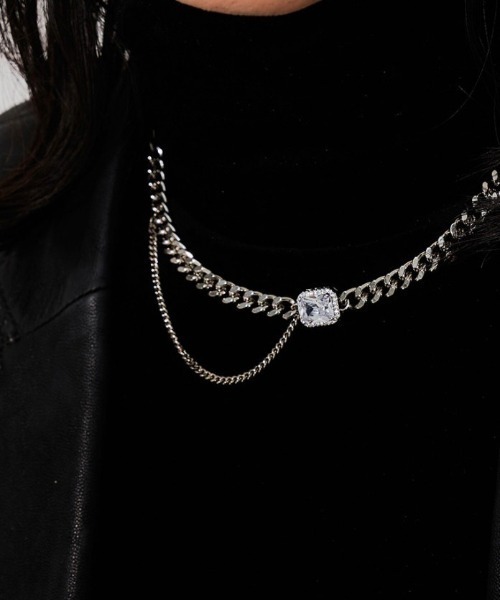 TWICE 着用☆【BLACKPURPLE】☆Square Cubic Chain Necklac.e BLACKPURPLE（ブラックパープル）の「【BLACK PURPLE / ブラック