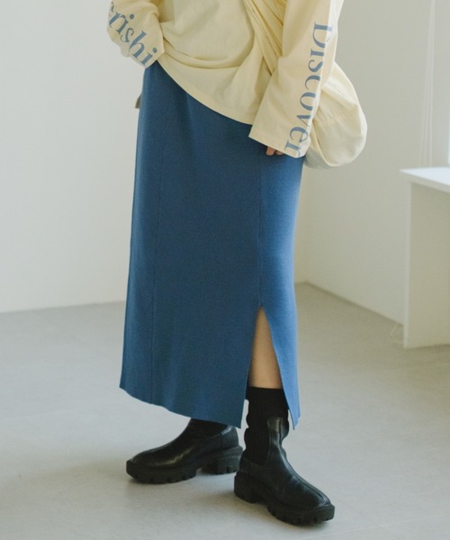 Kastane（カスタネ）の「ミラノリブスカート（スカート・レディース・ブラック/ブルー/アイボリー・FREE）」の3枚目の写真