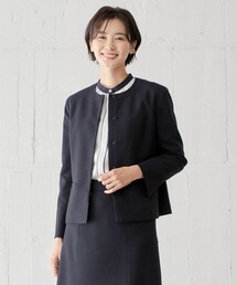 ライトツイードストレッチ ノーカラー ジャケット