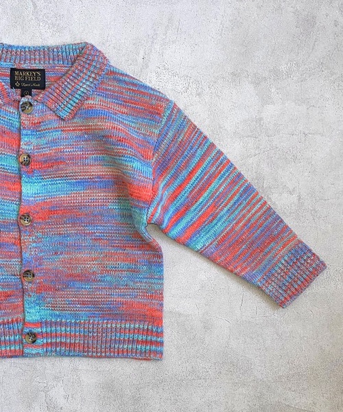 BIG FIELD（ビッグフィールド）の「【おうちで洗えるニット】エリ付きMIXニットカーディガン（kids/XS～LL）（カーディガン/ボレロ・キッズ・ライトブルー/グリーン・XS/S/M/L/LL）」の8枚目の写真