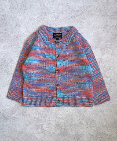 BIG FIELD（ビッグフィールド）の「【おうちで洗えるニット】エリ付きMIXニットカーディガン（kids/XS～LL）（カーディガン/ボレロ・キッズ・ライトブルー/グリーン・XS/S/M/L/LL）」の6枚目の写真