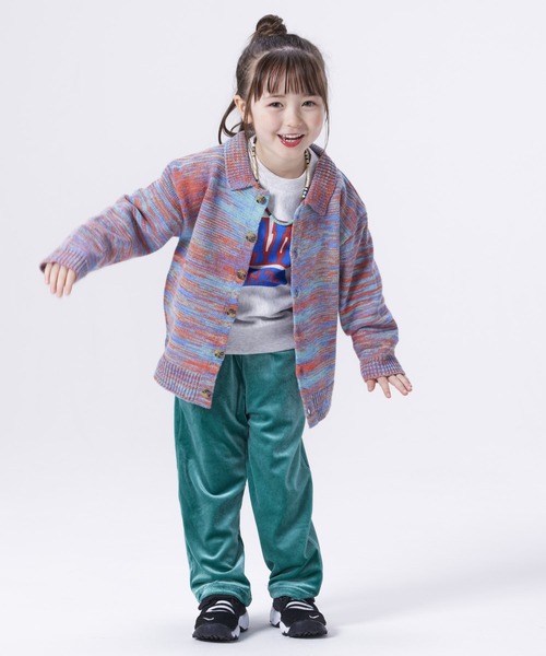 BIG FIELD（ビッグフィールド）の「【おうちで洗えるニット】エリ付きMIXニットカーディガン（kids/XS～LL）（カーディガン/ボレロ・キッズ・ライトブルー/グリーン・XS/S/M/L/LL）」の4枚目の写真