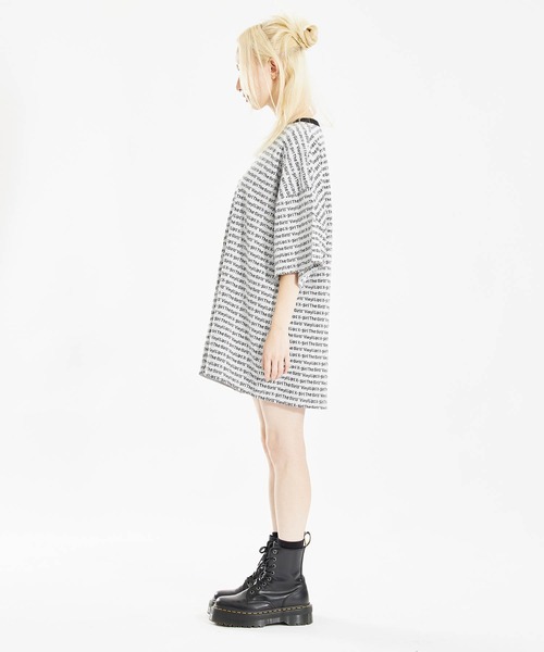 X-girl（エックスガール）の「JACQUARD S/S TOP（Tシャツ/カットソー・レディース・ブラック/ホワイト/イエロー・S/M）」の5枚目の写真