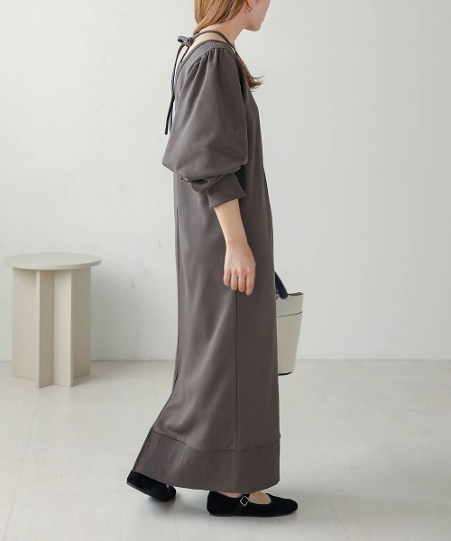 Bab（バブ）の「【低身長向けサイズあり】レイヤード風裏毛ワンピース（ワンピース・レディース・杢グレー/チャコールグレー/モカ・M/S）」の8枚目の写真