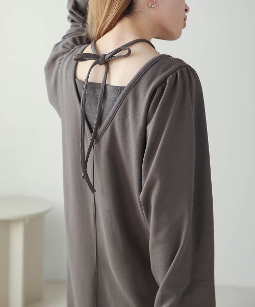 Bab（バブ）の「【低身長向けサイズあり】レイヤード風裏毛ワンピース（ワンピース・レディース・杢グレー/チャコールグレー/モカ・M/S）」の10枚目の写真