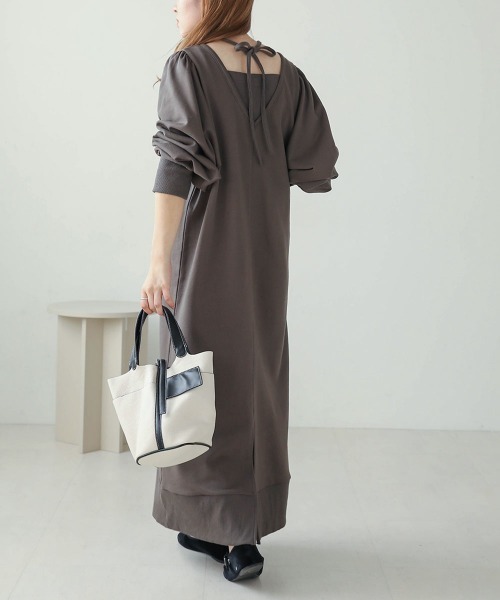 Bab（バブ）の「【低身長向けサイズあり】レイヤード風裏毛ワンピース（ワンピース・レディース・杢グレー/チャコールグレー/モカ・M/S）」の11枚目の写真