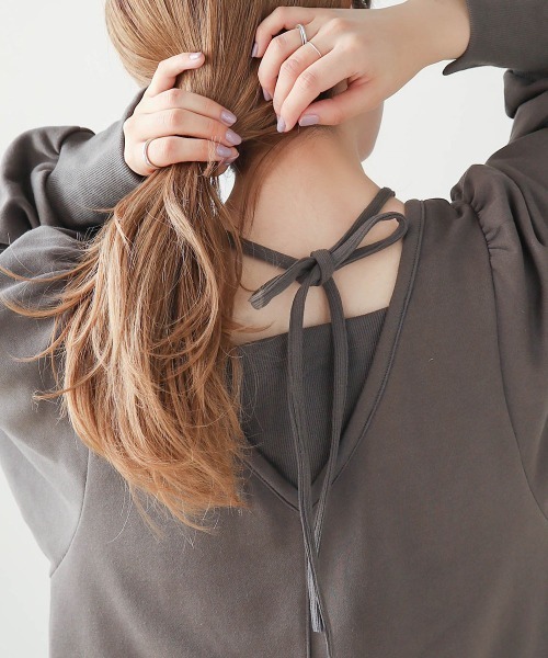 Bab（バブ）の「【低身長向けサイズあり】レイヤード風裏毛ワンピース（ワンピース・レディース・杢グレー/チャコールグレー/モカ・M/S）」の13枚目の写真