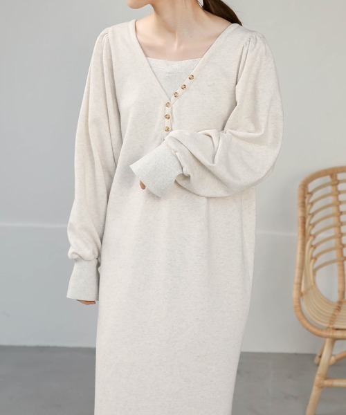 Bab（バブ）の「【低身長向けサイズあり】レイヤード風裏毛ワンピース（ワンピース・レディース・杢グレー/チャコールグレー/モカ・M/S）」の15枚目の写真