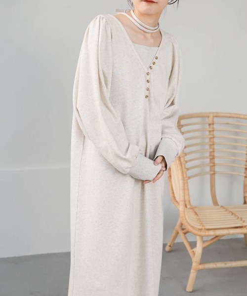 Bab（バブ）の「【低身長向けサイズあり】レイヤード風裏毛ワンピース（ワンピース・レディース・杢グレー/チャコールグレー/モカ・M/S）」の17枚目の写真