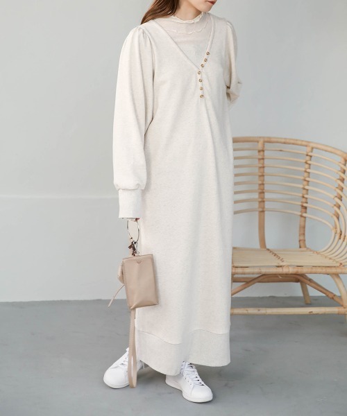 Bab（バブ）の「【低身長向けサイズあり】レイヤード風裏毛ワンピース（ワンピース・レディース・杢グレー/チャコールグレー/モカ・M/S）」の19枚目の写真