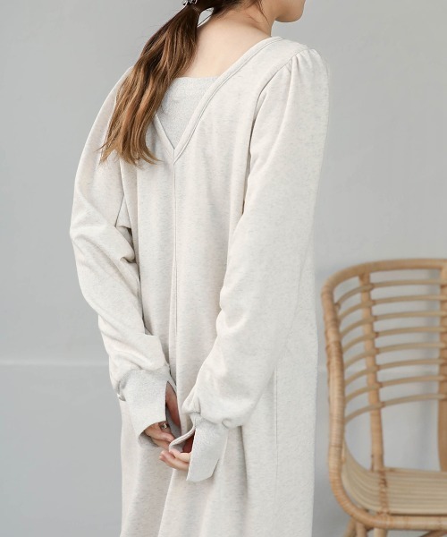 Bab（バブ）の「【低身長向けサイズあり】レイヤード風裏毛ワンピース（ワンピース・レディース・杢グレー/チャコールグレー/モカ・M/S）」の20枚目の写真