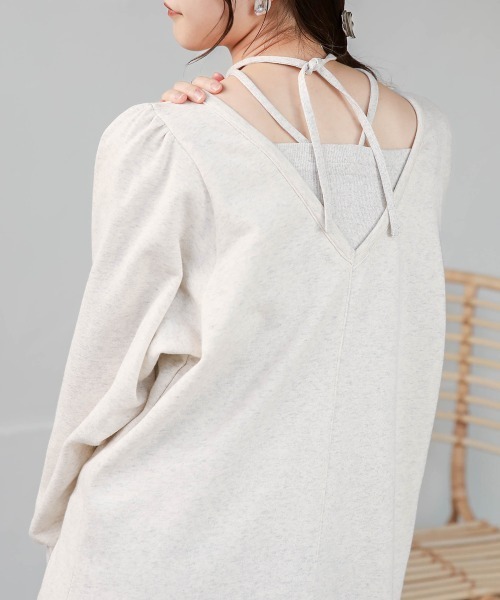 Bab（バブ）の「【低身長向けサイズあり】レイヤード風裏毛ワンピース（ワンピース・レディース・杢グレー/チャコールグレー/モカ・M/S）」の22枚目の写真